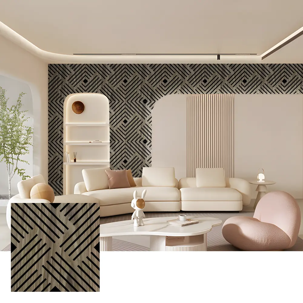အတွင်းခန်းနံရံများအတွက် Eco-Friendly Wood Slat Acoustic Panels အတွင်းခန်းနံရံများအတွက် Eco-Friendly Wood Slat Acoustic Panels