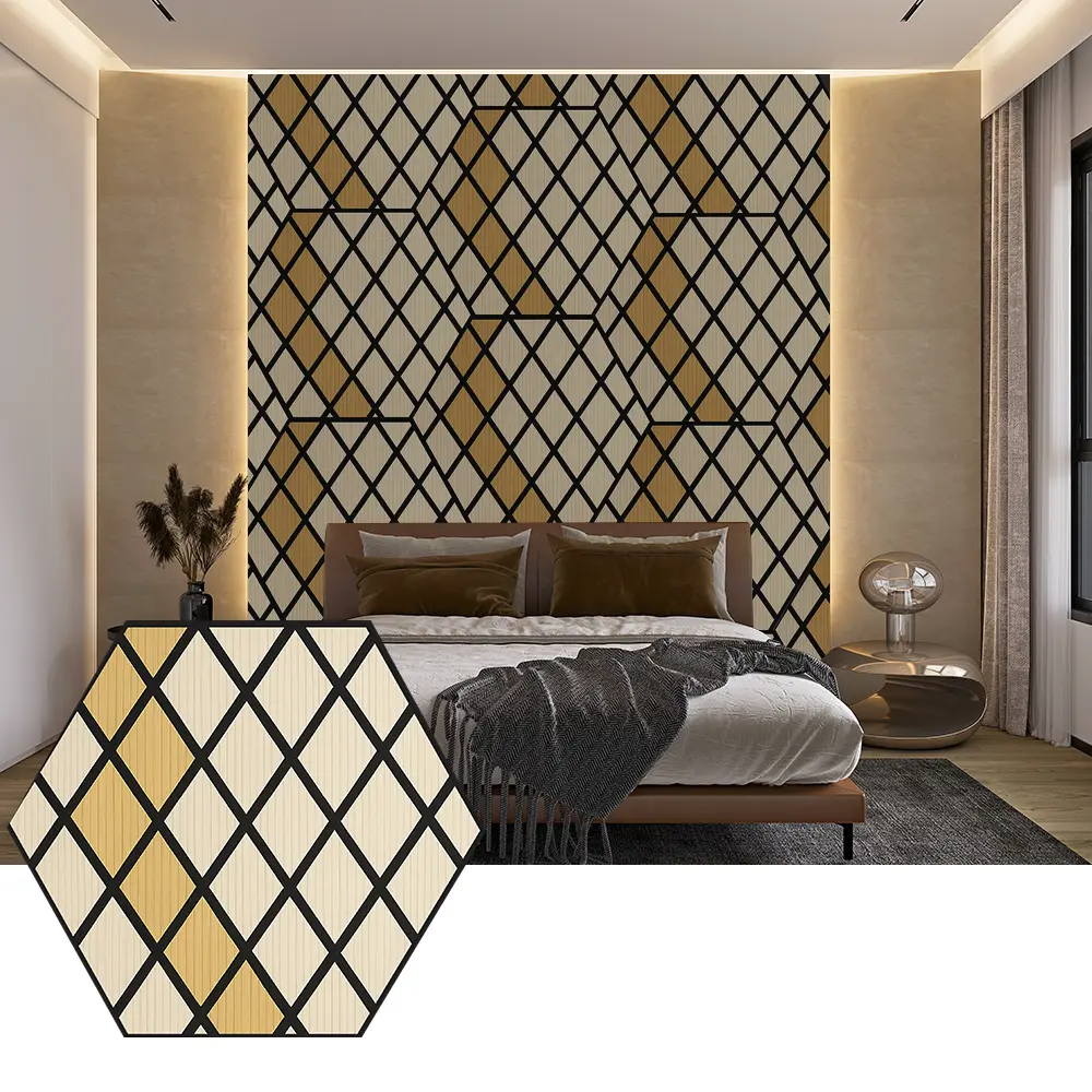 ခေတ်မီနံရံဒီဇိုင်းအတွက် Hexagon PET Acoustic Panels ခေတ်မီနံရံဒီဇိုင်းအတွက် Hexagon PET Acoustic Panels