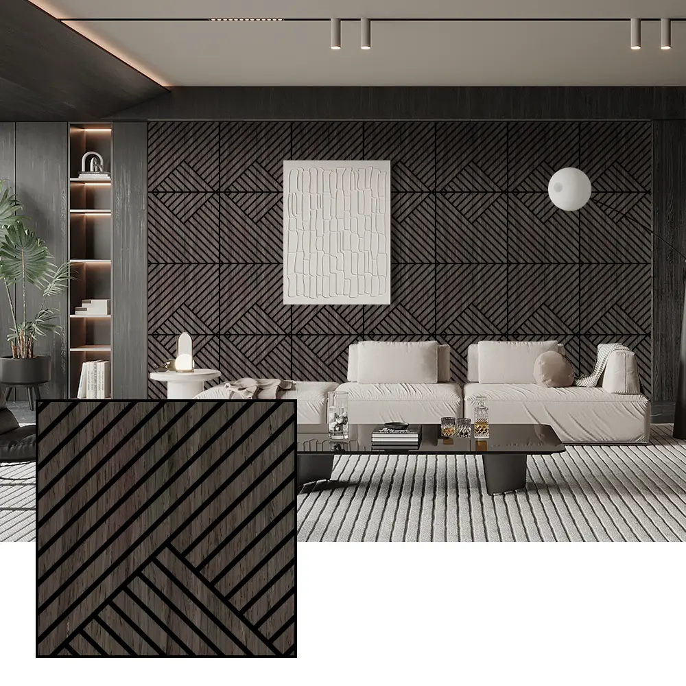 အတွင်းခန်းနံရံများအတွက် သဘာဝသစ်သား Veneer အသံထွက်ပြားများ