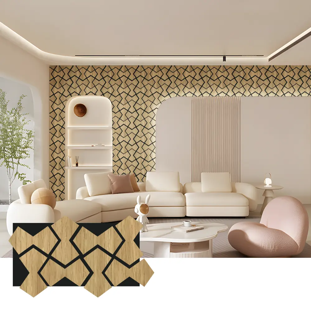 နံရံနှင့် မျက်နှာကျက်အတွက် Oak Wood Acoustic Slat Panel