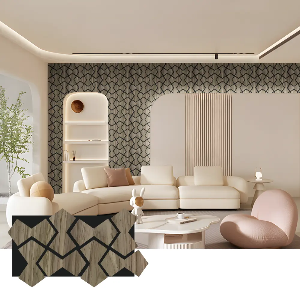 နံရံနှင့် မျက်နှာကျက်အတွက် Oak Wood Acoustic Slat Panel