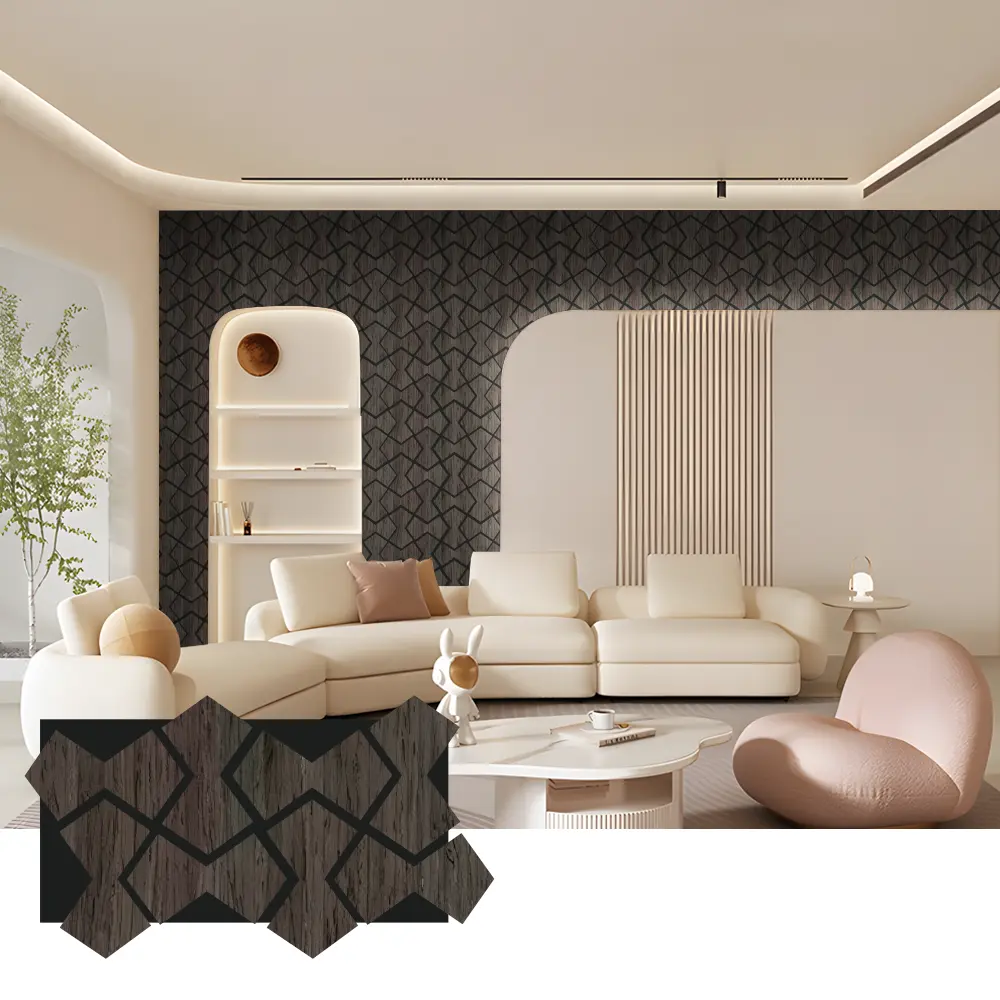 နံရံနှင့် မျက်နှာကျက်အတွက် Oak Wood Acoustic Slat Panel