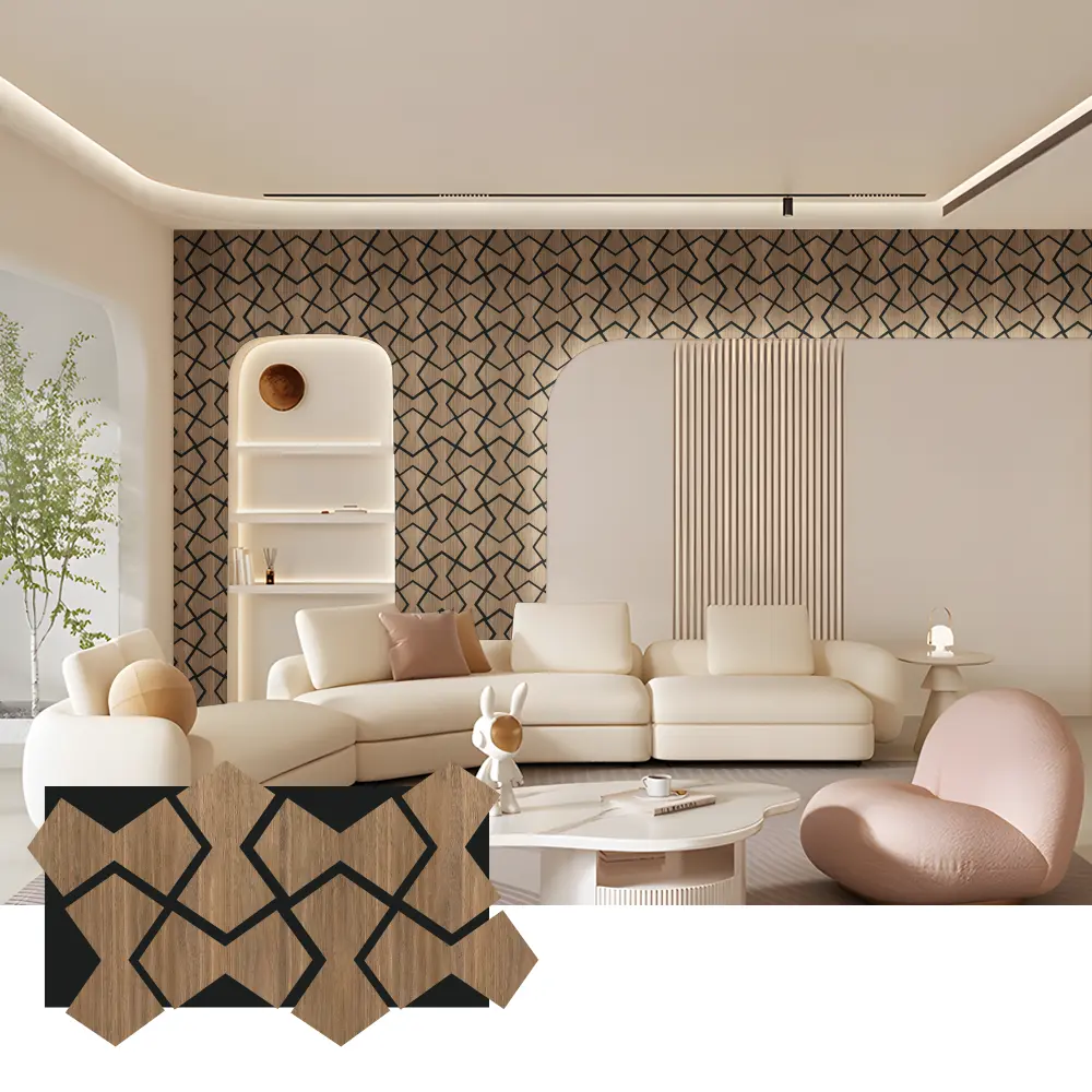 နံရံနှင့် မျက်နှာကျက်အတွက် Oak Wood Acoustic Slat Panel