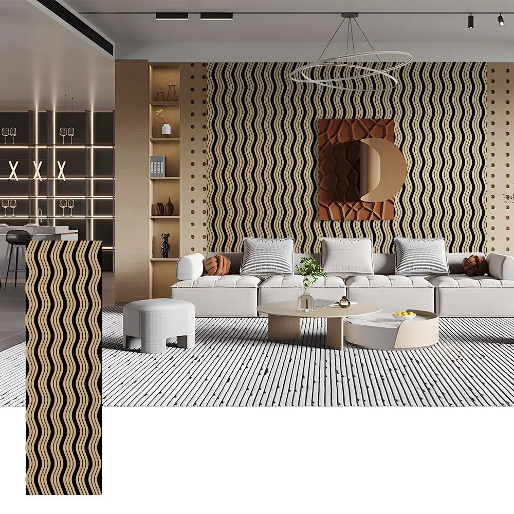 ထူးခြားချက်နံရံများအတွက် Wave Shape Acoustic Wood Panels