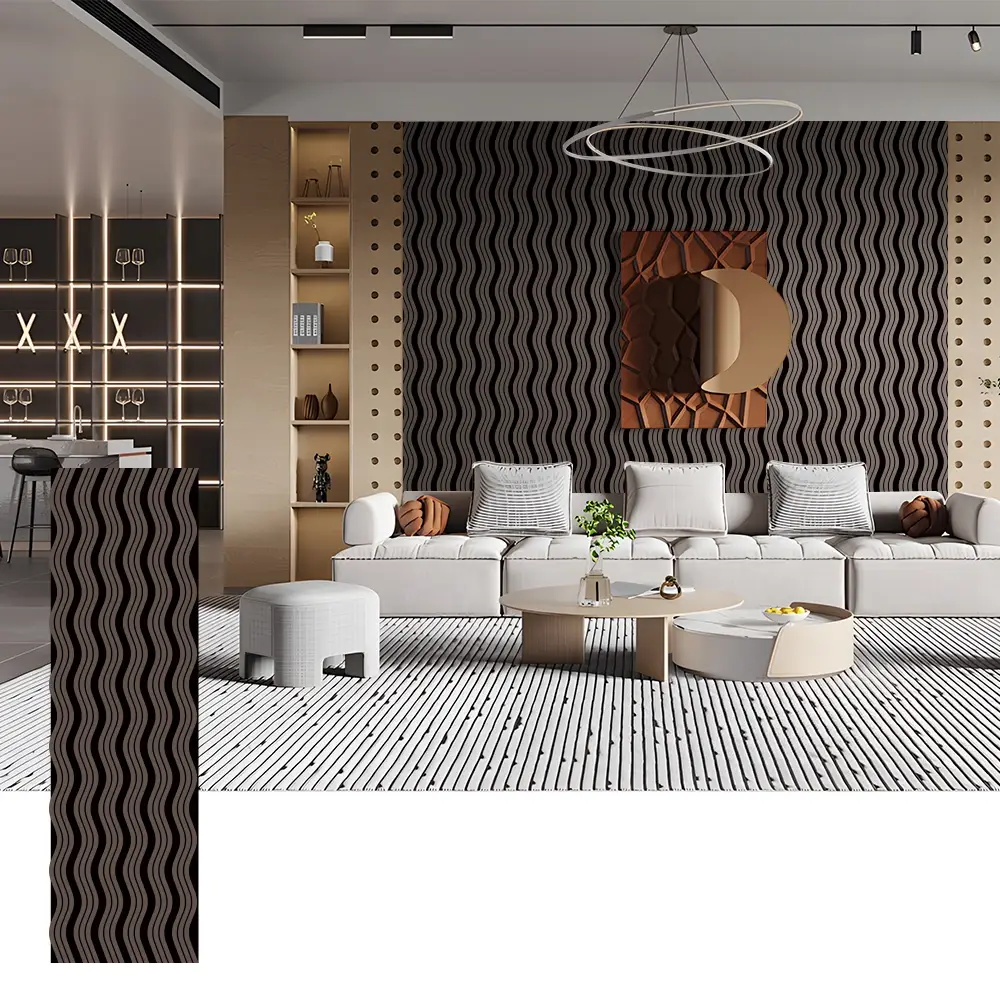 ထူးခြားချက်နံရံများအတွက် Wave Shape Acoustic Wood Panels