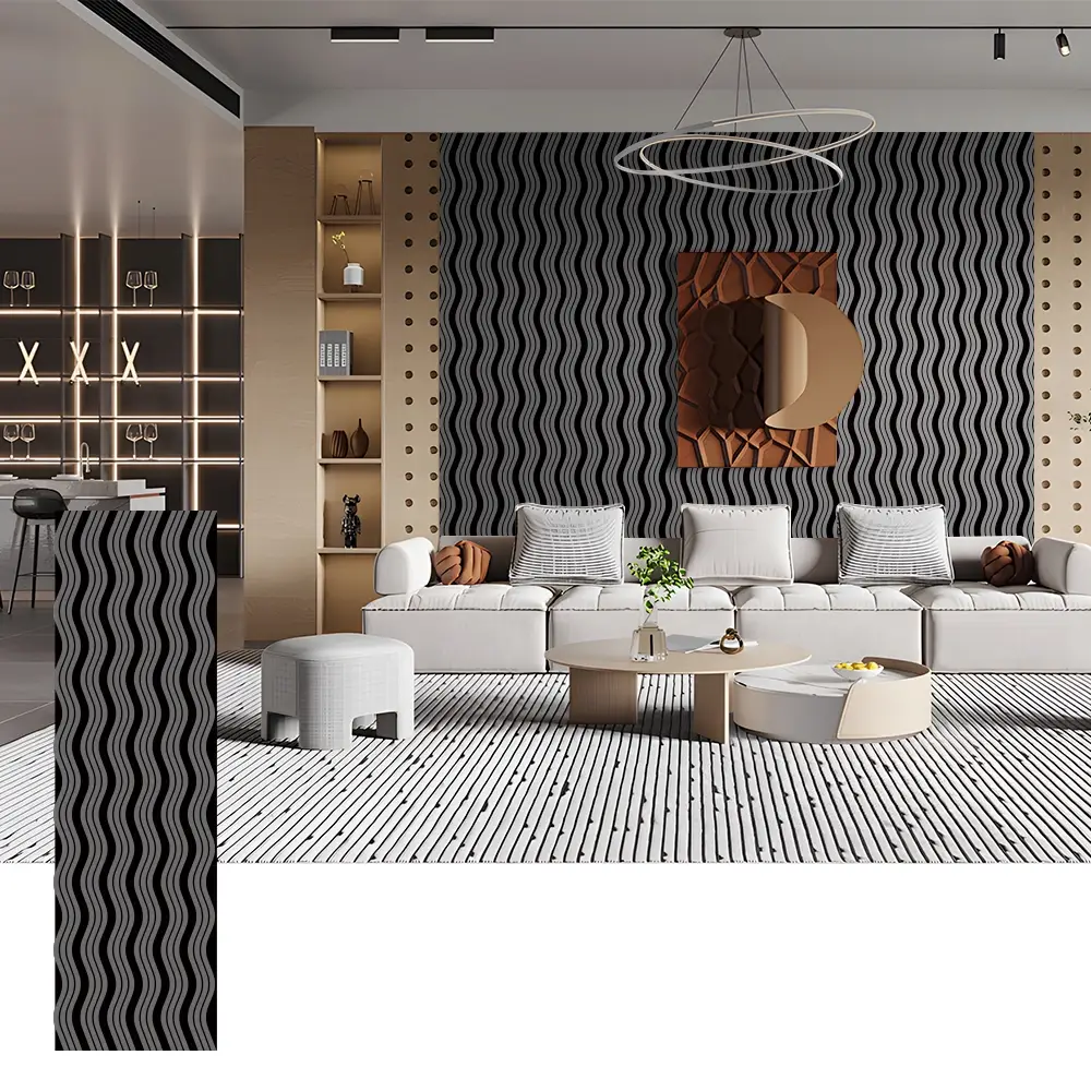 ထူးခြားချက်နံရံများအတွက် Wave Shape Acoustic Wood Panels ထူးခြားချက်နံရံများအတွက် Wave Shape Acoustic Wood Panels