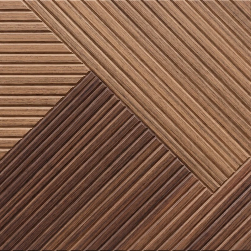 3D UV-Printed Grooved PET Dual-Tone Walnut Panel ကို Wonear