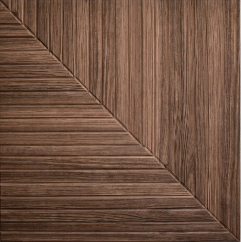 3D UV-Printed Grooved PET Natural Walnut Panel ကို ဝတ်ဆင်ပါ။